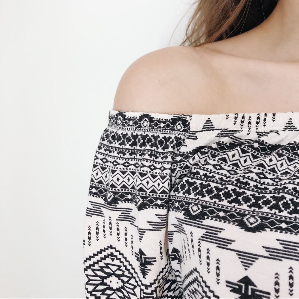 off the shoulder aztec print top | h&m